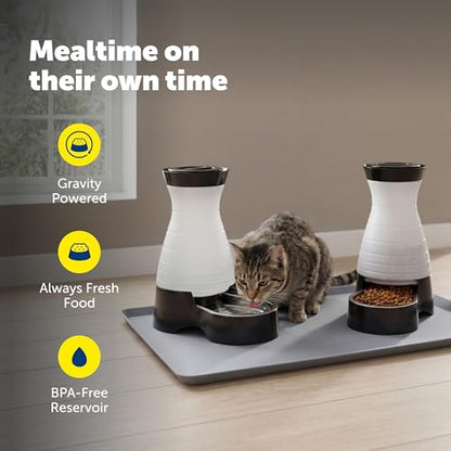 PetSafe Healthy Pet Food and Water Station with Waterproof Silicone Mat - Automatic Gravity Food and Water Dispenser for Cats and Dogs - BPA-Free Reservoir - Removable Stainless Steel Bowl - Medium - size: Medium