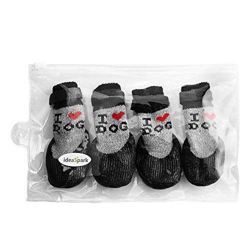 Dog Cat Boots Shoes Socks with Adjustable Waterproof Breathable and Anti-Slip Sole All Weather Protect Paws(Only for Tiny Dog) (L, Red) - color: Red, size: Large (Pack of 4)