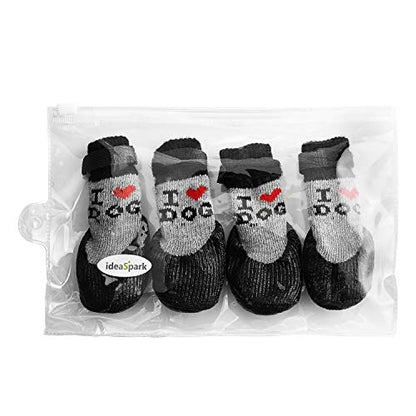 Dog Cat Boots Shoes Socks with Adjustable Waterproof Breathable and Anti-Slip Sole All Weather Protect Paws(Only for Tiny Dog) (L, Red) - color: Red, size: Large (Pack of 4)