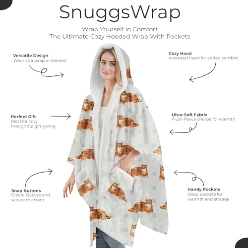 E&S Pets Sherpa Wearable Blanket Hoodie for Women – Soft Fleece Snuggs Wrap – 32 Dog & Cat Breeds – Warm Pet Lover Gifts - color: Tabby Orange