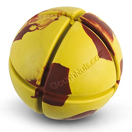 Goughnuts – Virtually Indestructible Ball - Guaranteed Dog Chew Toys for Aggressive Chewers Like Pit Bulls, German Shepherds, and Labs from 30-70 Pounds - Tough and Durable Natural Rubber - Yellow - color: Yellow Ball