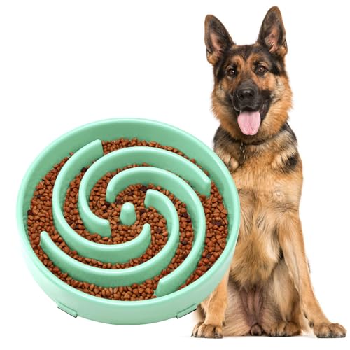 JASGOOD Slow Feeder Dogs Bowl for Medium Dogs,Anti-Gulping Pet Slower Food Feeding Bowls Stop Bloat,Preventing Choking Healthy Design Dogs Bowl, O-Pea Green - color: Mint Green