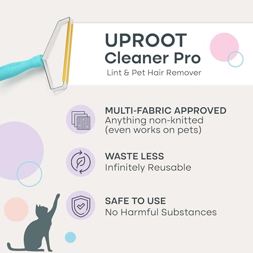 Uproot Cleaner Pro Pet Hair Remover & Dental Finger Wipes Set: The Ultimate Pet Hair Removal Tool for Non-Knit Surfaces & Cat and Dog Teeth Cleaning Wipes for Plaque, Tartar, & Breath