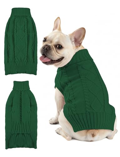 Dog Sweaters for Small Medium Large Dogs Cats, Soft Warm Turtleneck Pullover Solid Cable Knit Fleece Stretch Pet Clothes,Classic Fuzzy Coat for Puppy Girl Boys for Fall Winter Cold Weather