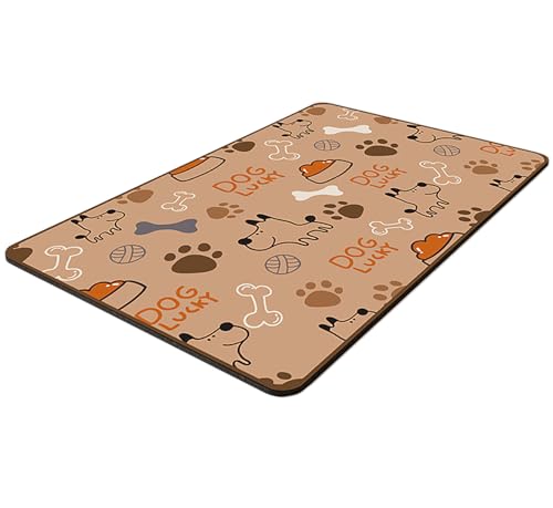 Pet Feeding Mat, 15.7 Inch x 11.8 Inch Diatom Ooze Waterproof Anti-Slip Bowel Met for Pet Food and Water (M)