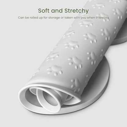 PWTAA Dog Food Mat Anti-Slip Silicone Dog Bowl Mat Thicker Pet Placemat Waterproof Cat Feeder Pad with Raised Edge Puppy Kitten Feeding Mats Suitable Small Medium-Sized Dogs Cats Eating Tray - 2PCS - color: White, size: 19.4" x 9.8"-2PCS
