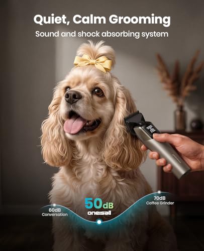 oneisall Dog Clippers for Grooming Thick Hair, Professional 9000RPM 5 Speed with 5 in 1 DLC Blade, 280min Cordless, Low Noise Dog Grooming Kit with 8 Metal Combs Carring Case for Dogs Cats Pet | 280Min Cordless. Low Noise. 5 in 1 DLC Blade.8 Metal Combs w