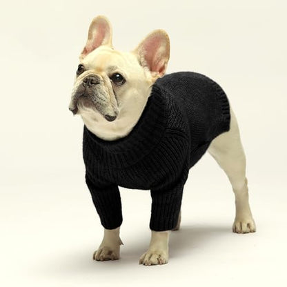 Fitwarm Dog Turtleneck Sweater, Thermal Knitted Pet Coat, Dog Winter Clothes for Small Dogs, Cat Apparel, Black, Small - color: Black, size: Small