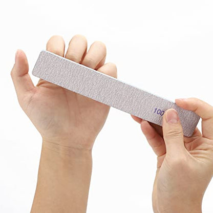 25 Pieces Rectangle Nail Files 100/100 Grit, Reusable Nail Buffers Double Sided Emery Boards Fingernail Files for Acrylic Nails and Natural Nails - size: 100/100 Grit(25 Count)