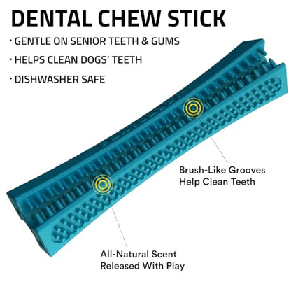 Playology Dog Toys | Dental Chew Stick for Senior Dogs | Peanut Butter Scented Medium Toy | Dog Chew Toy for Healthy Teeth and Gums - size: Medium Chew Stick, style: Peanut Butter