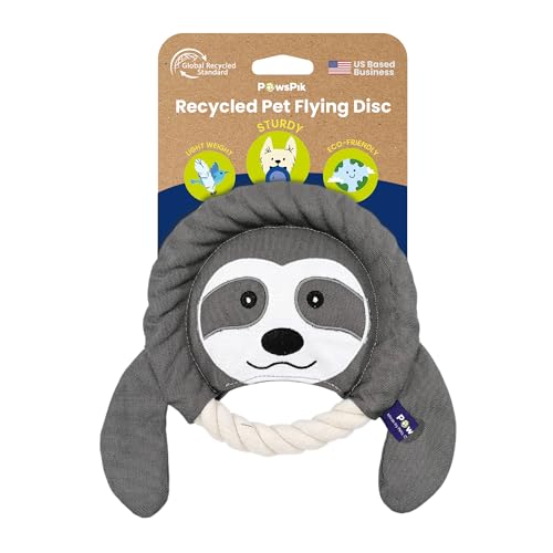 PAWSPIK Flying Disc Tug-of-War Toy, Eco-Friendly Recycled Material, Squeaker Toy for Medium and Large Dogs, for Throwing & Fetching 8.5" Diameter (Sleepy Sloth) - style: Sleepy Sloth