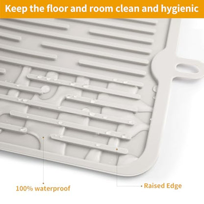 Ptlom Pet Placemat for Dog and Cat, Anti-Slip Waterproof Dogs Feeding Mat Prevent Food and Water Overflow, Bowl Mats Suitable for Medium and Small Pets, Cream, Silicone - color: Cream