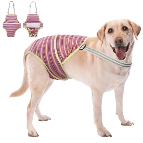 Dog Diapers Female,Female Dog Diapers for Heat Large Dogs, Washable Onesie Sanitary Pantie with Adjustable Suspender Washable, Reusable Period Panties Doggie Diaper, M - color: Purple, size: Medium