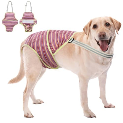 Dog Diapers Female,Female Dog Diapers for Heat Large Dogs, Washable Onesie Sanitary Pantie with Adjustable Suspender Washable, Reusable Period Panties Doggie Diaper, XL - color: Purple, size: X-Large