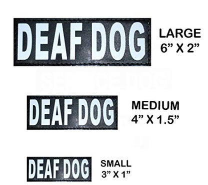 Doggie Stylz Set of 2 Reflective Deaf Dog Removable Patches with Hook Backing for Working Dog Harnesses & Vests. Durable and Interchangeable - Comes in 3 Sizes Small, Medium and Large - size: Small 3"x1"