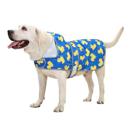Dog Raincoat, Waterproof Dog Rain Jacket with Hood, Adjustable Rain Coat Poncho with Reflective Strips & Leash Hole for Large Medium Small Dogs Puppies, Lightweight Pet Clothes - color: Blue Duck, size: XX-Large