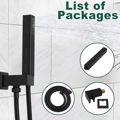 Matte Black Brass 2 in 1 Function Handheld Shower Sprayer Head with 59" Long Flexible Hose Attachment and Adjustable Shower Wand Holder - color: Matte Black