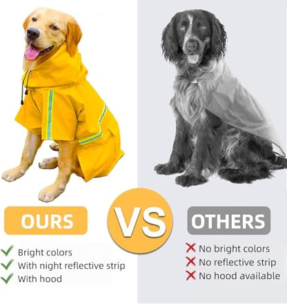 Reflective Strip Dog Raincoat, Ultra - Light Breathable Waterproof Rain Jacket with Hood, Adjustable Sizes for Small/Medium/Large Dogs, (3XL) - size: 3XL