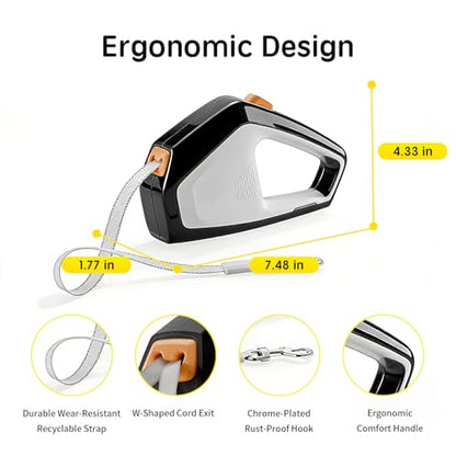 16Ft Retractable Dog Leash, Dog Leash for Large Dogs Upto 110 lbs, Stainless Steel Spring Strong Nylon Tape, Tangle Free, One-Handed Brake
