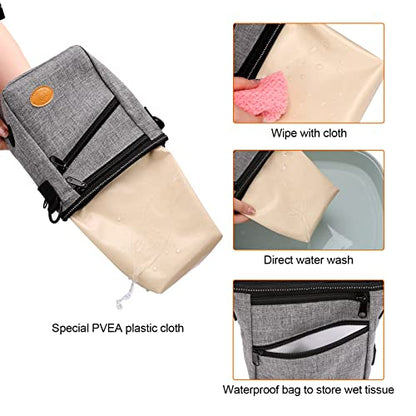 Ownpets Dog Training Pouch with Silicone Liner, Pet Treat Training Pouch with Collapsible Bowl, Shoulder Strap & Waist Strap, 4 Ways to Wear, Walking Fanny Pack for Dog Training - Grey - color: Grey
