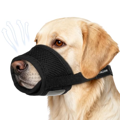 Soft Dog Muzzle for Anti Biting & Barking – Secure & Breathable Mesh Mouth Guard for Grooming, Vet Visits, and Walks - Fits Small, Medium, Large Sized Dogs (Black-L) - size: XL