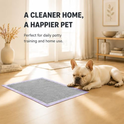 Charcoal Dog Training Pads Advanced Odor Control Puppy Pee Pads, 22x22 Inch, 7-Layer Leak-Proof, Ultra Absorbent, Adhesive Tabs, 50 Count