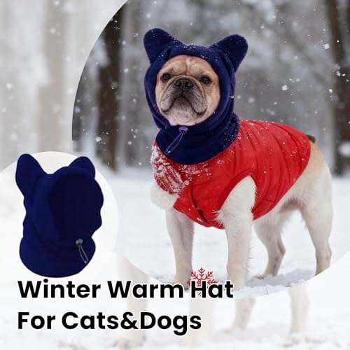 Dog Snood Winter Hood with Ear Protection, Fleece Neck Warmer for Dogs, (Blue, Medium) - color: Blue, size: Medium
