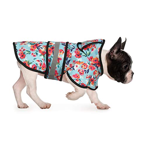 HDE Dog Raincoat Jacket Reflective Adjustable Hooded Pet Poncho Rain Coat with Leash Hole for Small to X-Large Dogs Turquoise - S - color: Turquoise, size: Small