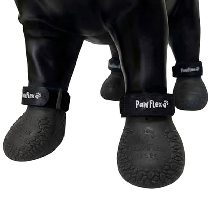 PawFlex Gripsterz All Weather Waterproof Nonslip Silicone Dog Boots. Super Stretchy Paw Protection - Dog Shoes for Hot Pavement, Snow, Ice, and Rain. Provides Traction on Slippery Surfaces - color: Black Onyx, size: Small