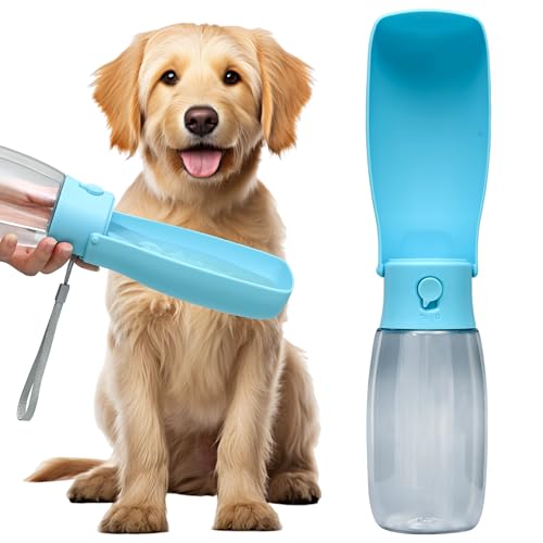 Dog Water Bottle, Leak Proof Portable Puppy Water Dispenser, Travel Puppy Water Bowl, Foldable Transparent Dog Water Bottle for Pets Outdoor Walking, Hiking, Travel, Food Grade Plastic - 19oz Blue - color: Transparent Blue, size: 19OZ
