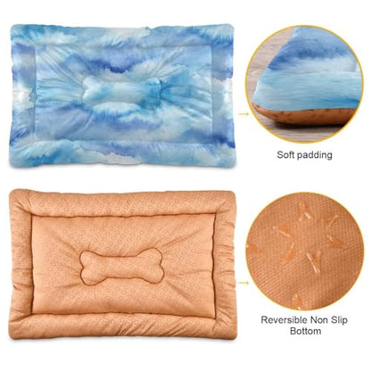 Blue Haze Pattern Pet Bed Mat for Dogs and Cats, Soft Washable Crate Pad with Non-Slip Bottom, Cozy Bed Cushion for Small Medium Large Pets, 24x36 Inch - size: Medium