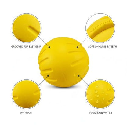 Easy-Grab Floating Dog Disc, Soft EVA Foam Flying Toy for Water Fetch, Yellow - size: 3.54 x 3.54 x 3.54 in