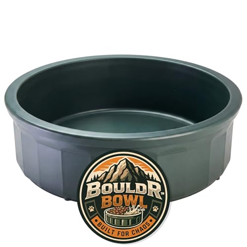 Pet Crock Bowl – Thick Durable Plastic Non-Tip Food & Water Dish for Dogs, Cats & Small Animals – Indoor/Outdoor – Chew Resistant, Easy Clean (Green, Jumbo 96oz) - color: Green, size: Jumbo 96oz