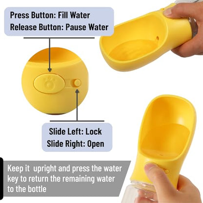 Mr. Pen- Portable Dog Water Bottle, 19 oz, Large | Leak Proof Puppy Water Dispenser with Drinking Feeder for Pets, Outdoor Walking, Hiking, Travel, Not Dishwasher Safe - color: Yellow