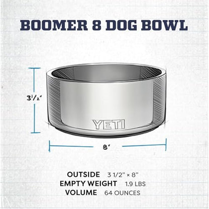 YETI Boomer 8, Stainless Steel, Non-Slip Dog Bowl, Holds 64 Ounces - color: Solar Flare