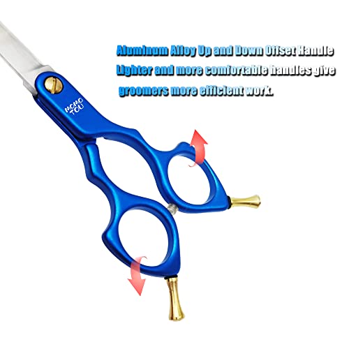 6.5'' Small Blue Straight Dog Grooming Scissors Professional Trimming Shears with Ultra-Lightweight Offset Handle 440C Stainless Steel Pet Scissors for Face and Paws - color: Blue Straight