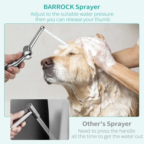 BARROCK Hand Held Bidet Sprayer for Toilet Shattaf Sprayer Replacement, 7 Holes Handheld Jet Spraying Ergonomic Handle Design Baby Cloth Diaper, Brass Valve Inside Chrome - color: Chrome