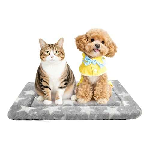 Dog Bed Mat – Soft & Comfortable Dog Kennel Pad for Crate – Durable Crate Bed & Mat for Dogs & Cats – Ideal for Crate, Kennel, and Home Use (Big&Little Stars Grey, S(24"*18"*1.5")) - color: Big&Little Stars Grey, size: S(24"*18"*1.5")