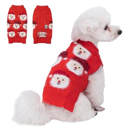 LUBOT NEW Ugly Christmas Sweaters for Puppy Cute Funny Wintertime and Holiday Parties Knitted Pullover Sweater Santa Small Dog Red Small - color: Red, size: Small