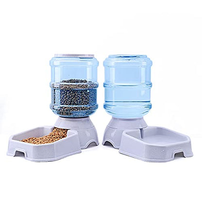 TENINYU Premium Quality Self-Dispensing Gravity 1 Gallon Large Capacity Pet Feeder and Water Dispenser for Cat
