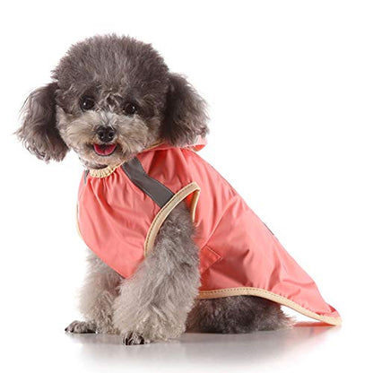 Dog Raincoat Breathable Reflective Stripe Lightweight Hooded Pet Rain Jacket for Small Medium Large Dogs Polyester Durable Outdoor Walking (S) - size: S