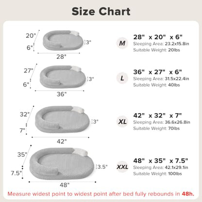 JOEJOY XL Orthopedic Dog Beds Large Sized Dog, Extra Large Washable Waterproof Oval Large Dog Bed with Removable Cover, Egg-Crate Foam Pet Bed with Bolster & Non-Skid Bottom, Light Grey, 42''x31'' - color: Light grey, size: XL(42"x 32"x 7")