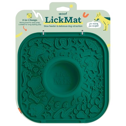 WOOF LickMat - Easy-to-Clean Lick Mat for Dogs - Slow Feeder Mat with Non-Slip Design - BPA-Free Silicone Lick Mat - Interactive Dog Toys - Green - color: Forest Green