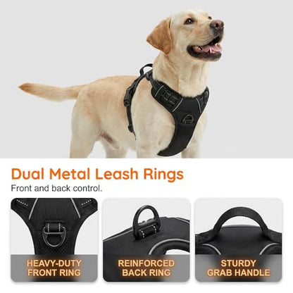 Dog Harness, No Pull Dog Harness, Reflective Front Clip Vest - Adjustable Soft Padded with Easy Control Handle for Small Medium Large Dogs (Black S) - color: Black S