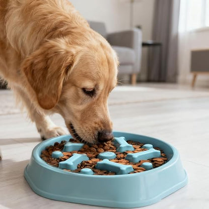 Slow Feeder Dog Bowls Anti Gulping Reduces Gastric Burden Prevents Bloat and Digestive Issues Safe Durable Material Easy to Clean Puppy Slow Feeder Bowl for Healthy Eating Excess Energy Management - color: Blue