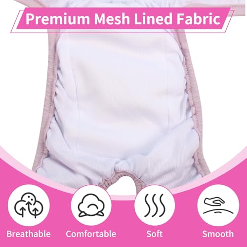 Washable Female Dog Diapers for Small Dogs,Pack of 4 Reusable Puppy Diapers Super Absorbent Dogs Pants in Period,Heat Cycle,Incontinence,Excitable Urination,Medium - size: Medium