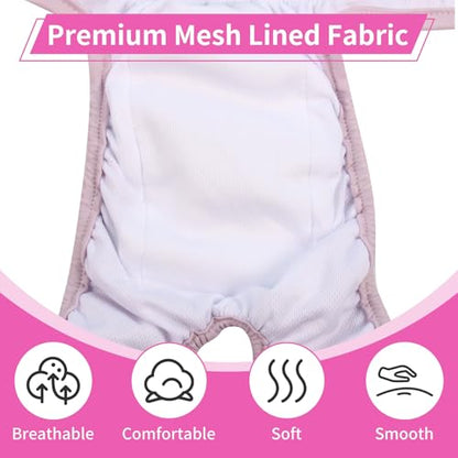 Washable Female Dog Diapers for Small Dogs,Pack of 4 Reusable Puppy Diapers Super Absorbent Dogs Pants in Period,Heat Cycle,Incontinence,Excitable Urination,Medium - size: Medium