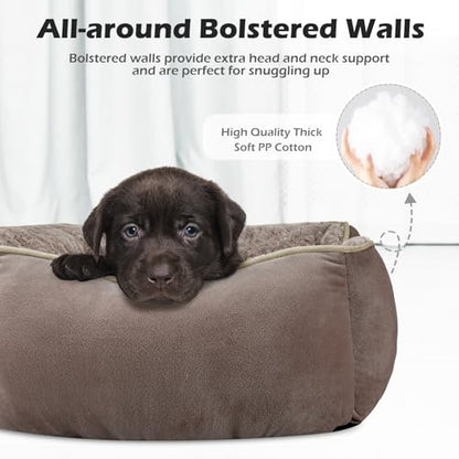 INVENHO Small Dog Bed Rectangle Washable Orthopedic Soft Calming Sleeping Durable Pet Cuddler with Anti-Slip Bottom - color: Dark Brown, size: S(20"x 19"x 6")
