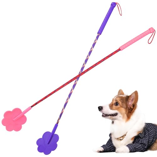 ORFOFE 2Pcs Cute Paw Shape Dog Training Stick Rubber Pet Training Tool with Clicker for Cats Dogs Engaging Design for Obedient Behavior Easy to Use Training Supplies