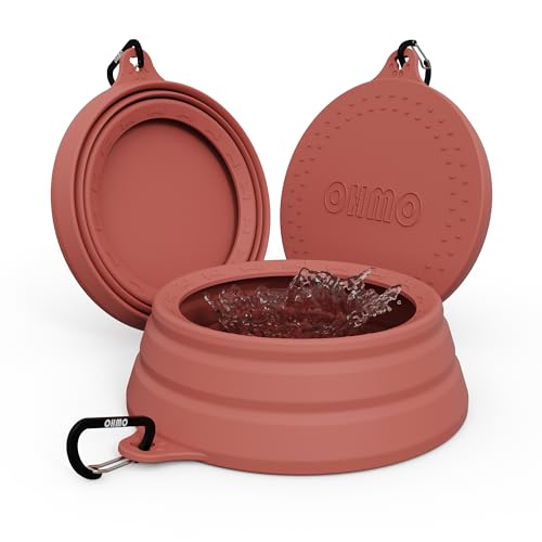 OHMO Spill Proof Collapsible Dog Water Bowl Large 34oz for Cars, No Splash Portable Bowls for Dog Travel, Pet Essentials for Road Trips, Cat Travel Accessories - color: Erythrinus, size: 34oz